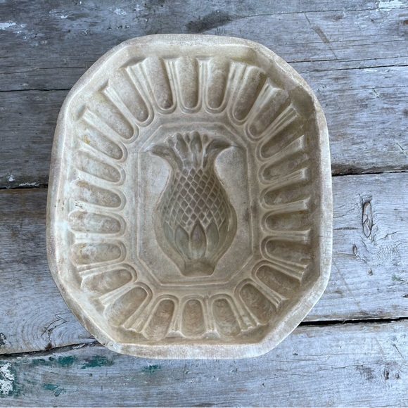 antique pineapple Stoneware bread mold bowl No.8 french country farmhouse decor - Picture 4 of 12